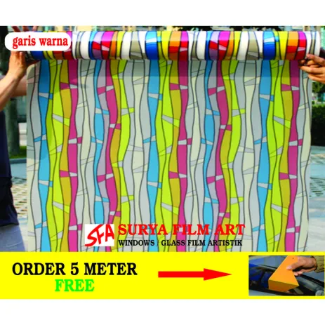 STICKER KACA MOTIF STICKER KACA MOTIF SFA GARIS WARNA 4 garis_warna1