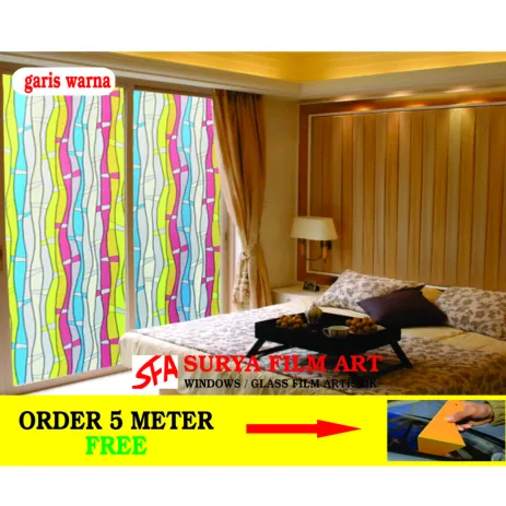 STICKER KACA MOTIF STICKER KACA MOTIF SFA GARIS WARNA 3 garis_warna3